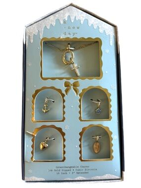 A New Day Interchangeable Charm Necklace Set, NEW